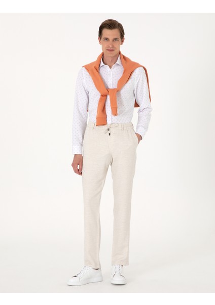 Erkek Beyaz Slim Fit Uzun Kollu Gömlek 50307134-VR013 fırsatları