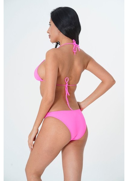 2025 Kreasyonu Düz Pembe Üçgen Bikini Takımı fiyatları