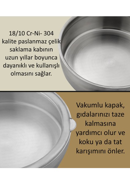 3’lü Çelik Güveç Model Saklama Kabı 6 Parça