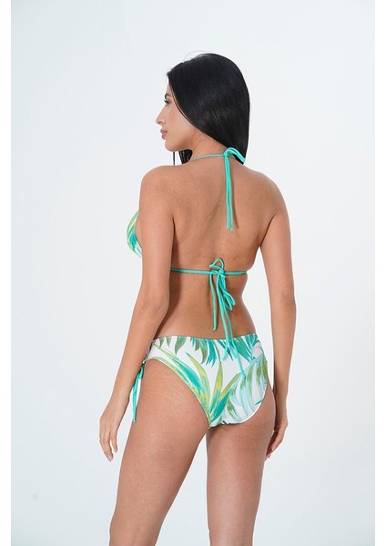 2025 Kreasyonu Beyaz, Palmiye Desenli Bikini Takımı