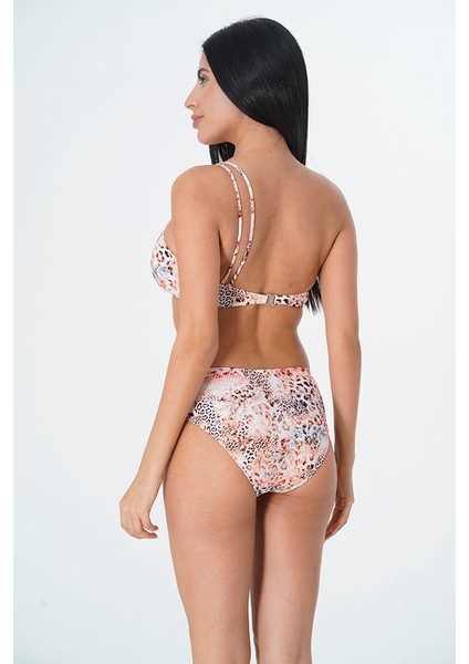 2025 Kreasyonu Leopar Desenli Tek Omuz Bikini Takımı