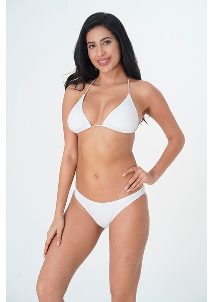 2025 Kreasyonu Düz Beyaz Üçgen Bikini Takımı