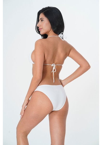 2025 Kreasyonu Düz Beyaz Üçgen Bikini Takımı