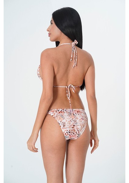 2025 Kreasyonu Leopar Desenli Üçgen Bikini Takımı