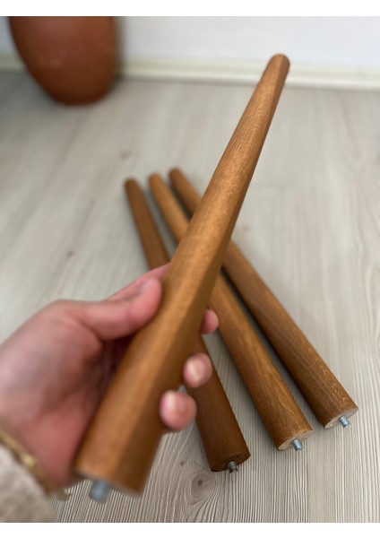 41 cm Açık Meşe Ahşap Konik Mobilya Ayağı – 3’lü Set | Masa, Sandalye, Sehpa Uyumlu | Bağlantı Aparatı ve Vidalar Dahil
