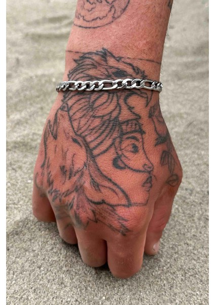 316L Çelik Kararmaz Gümüş Figaro ve Urban Erkek Bileklik (2 Adet) fırsatları