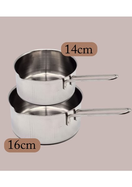 Çelik 2 Li Kaçerola Sosluk Sütlük 14CM-16CM