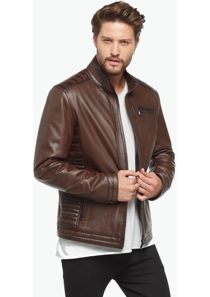 Slim Fit Ireko Boyama Deri Ceket