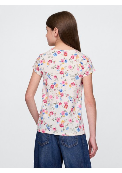 Kız Çocuk Kırık Beyaz Grafik T-Shirt modelleri