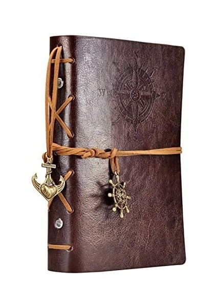 Denizcilik Defteri Klasik Pu Deri Kapak Not Defteri Seyahat Günlüğü Seyahat Dergisi Doldurulabilir Eskiz Defteri Boş Sayfalar, Astarsız Kağıt, Klasik Kabartmalı (130X185 Mm, Kahve) fiyatları