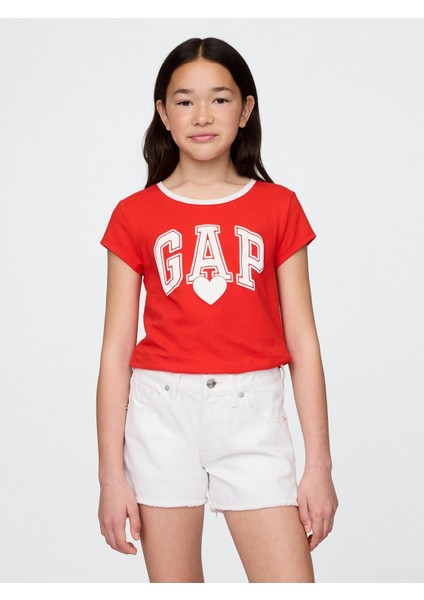 Kız Çocuk Kırmızı Grafik T-Shirt