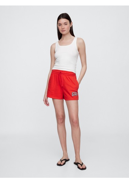 Kadın Kırmızı Gap Logo Fransız Havlu Kumaş Şort