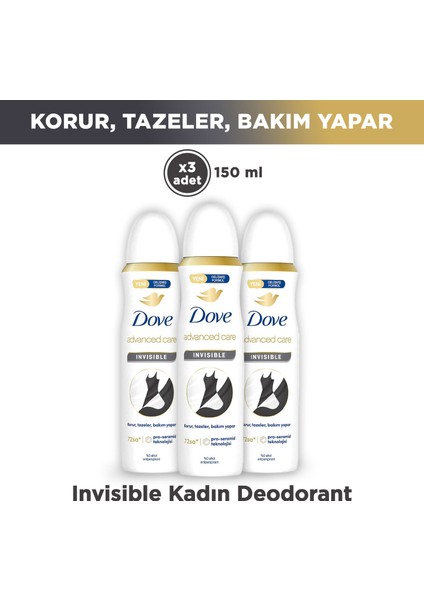 Kadın Deodorant Invisible Dry 150 ml - 3'lü Paket
