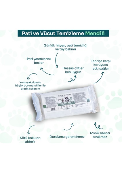Pati ve Tüy, Vücut Temizleme ve Hijyen Mendili, Kedi ve Köpek, 25 Adet