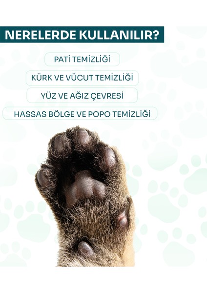 Pati ve Tüy, Vücut Temizleme ve Hijyen Mendili, Kedi ve Köpek, 25 Adet