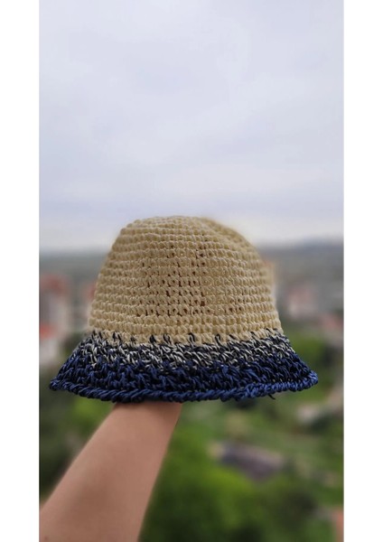 Örgü Hasır Bucket Kadın Şapka Laci-Krem