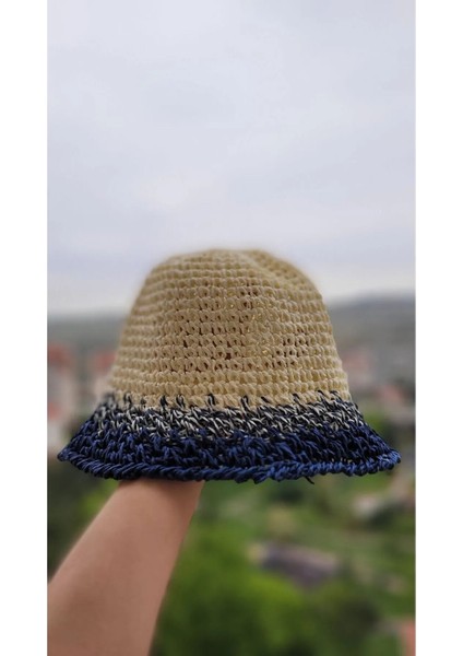 Örgü Hasır Bucket Kadın Şapka Laci-Krem