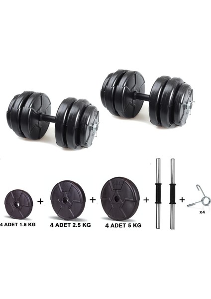 36 kg (2X18KG ) Dambıl Seti Ağırlık Fitness Seti
