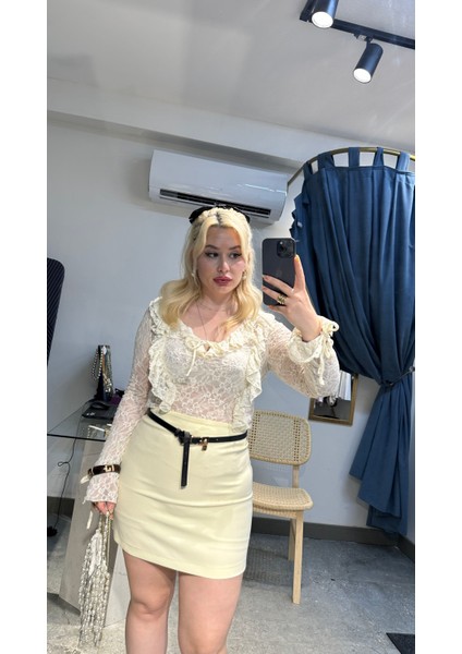 Sarı A Form Mini Etek modelleri