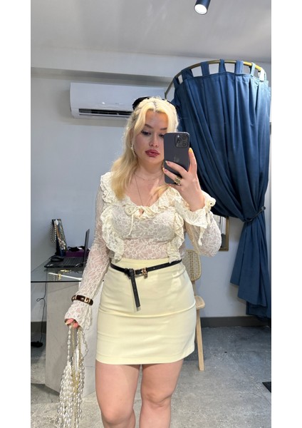 Sarı A Form Mini Etek fırsatları