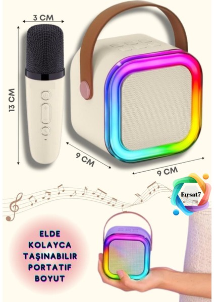 Çift Karaoke 2 Mikrofon Kablosuz Bluetooth Hoparlör 5 Ses Efektli Rgb Hd Stereo Ses Usb/Sd/Fm fırsatları