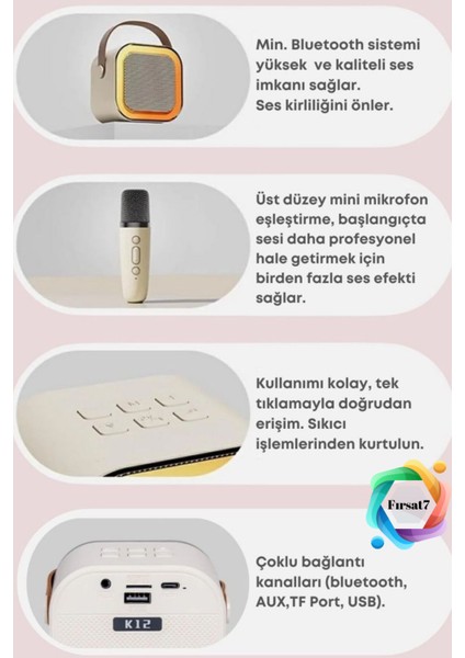 Çift Karaoke 2 Mikrofon Kablosuz Bluetooth Hoparlör 5 Ses Efektli Rgb Hd Stereo Ses Usb/Sd/Fm indirimleri