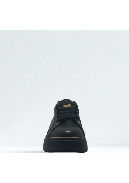 Kadın Spor Sneaker Ayakkabı Siyah Altın -Ortopedik Taban-Bağcıklı Fermuarlı modelleri