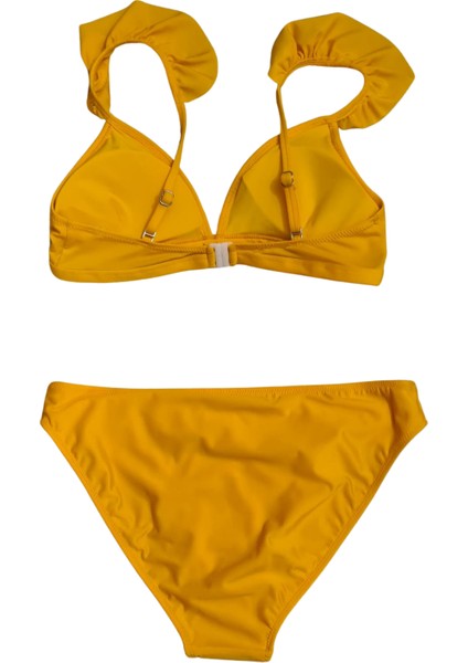 Çağrı Mayo Sarı Fırfırlı Kadın Bikini Takımı