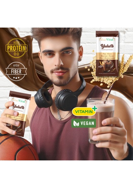 Yüksek Proteinli, Yulaf Sütlü ve Kakaolu İçecek Karışımı 15'li Stand