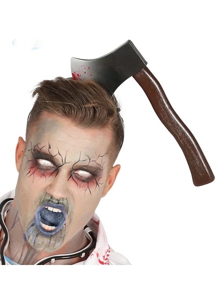 Kafaya Saplanmış Halloween Kanlı Balta Şaka Tacı