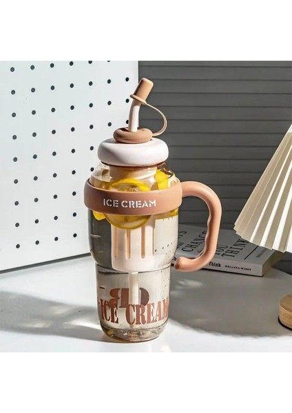Ice Cream Detox Su Şişesi – 1300ML Bpa Free Big Mug Ice Bottle -Spor Matara