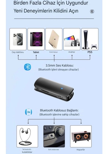 BT09 Bluetooth 5.3 Araç Kiti Çok Fonsiyonlu 3.5mm Ses Aux Jack Klipsli Orjinal Yeni Nesil Son Teknoloji Ses Müzik Araba Hoparlörleri Kulaklık Düşük Gecikme Yüksek Performanslı