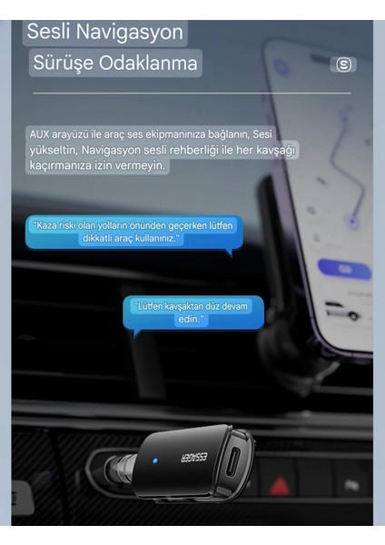 BT09 Bluetooth 5.3 Araç Kiti Çok Fonsiyonlu 3.5mm Ses Aux Jack Klipsli Orjinal Yeni Nesil Son Teknoloji Ses Müzik Araba Hoparlörleri Kulaklık Düşük Gecikme Yüksek Performanslı