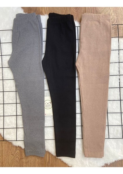 Fitilli Şardonlu Çocuk Tayt 3'lü Takım