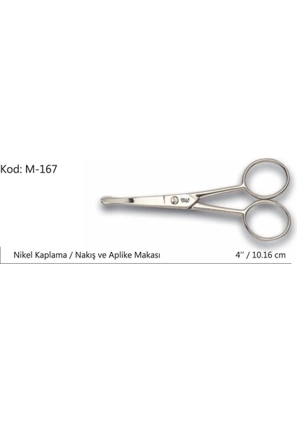 Europe Aplike ve Nakış Makası Kıvrık Küt Uçlu No:4 10,16 cm