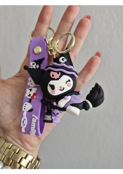 Kuromi Mor-Siyah Anahtarlık 1 Adet