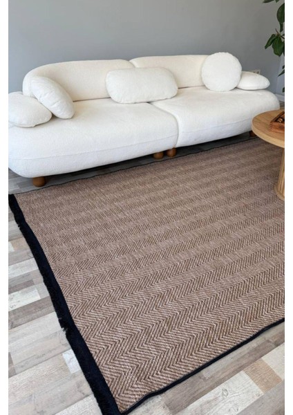 Pera Sisal Yıkanabilir Dokuma Kaymaz Taban Kahverengi Halı Yolluk Kilim