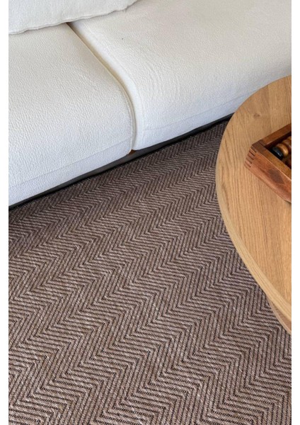 Pera Sisal Yıkanabilir Dokuma Kaymaz Taban Kahverengi Halı Yolluk Kilim