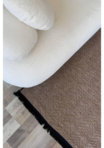Pera Sisal Yıkanabilir Dokuma Kaymaz Taban Kahverengi Halı Yolluk Kilim
