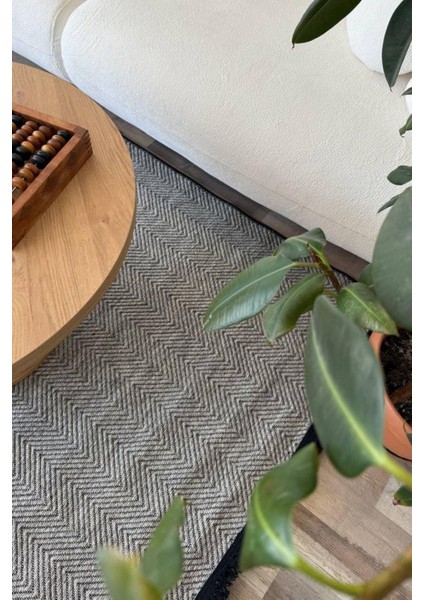 Pera Sisal Yıkanabilir Dokuma Kaymaz Taban Gri Halı Yolluk Kilim