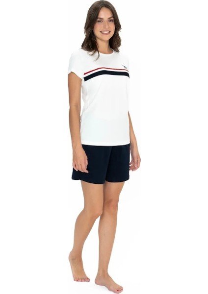 U.s. Polo Assn. Kadın Ekru %100 Pamuk Şort-Tshirt Pijama Takımı - ARASS20W00W3W