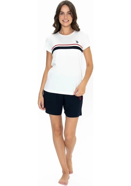 U.s. Polo Assn. Kadın Ekru %100 Pamuk Şort-Tshirt Pijama Takımı - ARASS20W00W3W