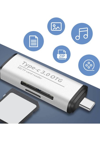 Plentiful Type-C 3in1 USB Kart Okuyucu Micro Sd Card Reader Çevirici Dönüştürücü USB 3.0 Otg Adaptör