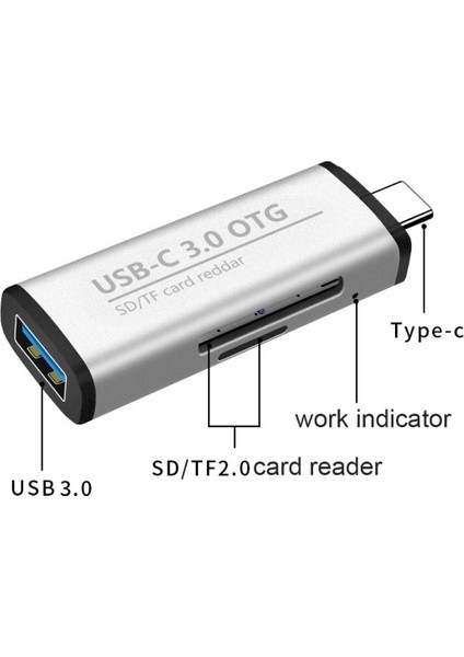 Plentiful Type-C 3in1 USB Kart Okuyucu Micro Sd Card Reader Çevirici Dönüştürücü USB 3.0 Otg Adaptör