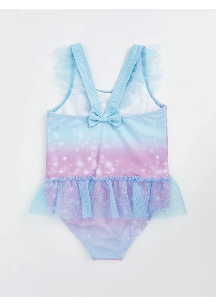 Lcw Kids Mavi Elsa Baskılı Kız Çocuk Mayo
