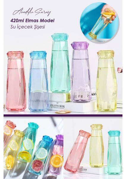 420ML Isıya Dayanıklı Cam Elmas Model Su Içecek Şişesi | Matara Suluk Sporcu Içecek Şişesi