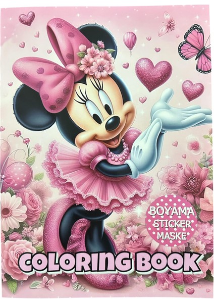 Boyama Kitabı Stickerli Kız Fare Model Minnie Mouse