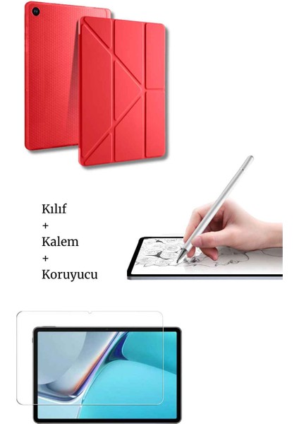 Galaxy A9 Plus 11 Inç X210 Uyumlu Tablet Kılıfı Tablet Kalemi ve Ekran Koruyucu Set