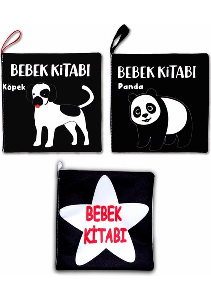 3 Kitap Tox Siyah-Beyaz Evcil, Vahşi Hayvanlar ve Bebek Kumaş Sessiz Kitap T060 T137 T138 - Bez Kitap , Eğitici Oyuncak , Yumuşak ve Hışırtılı