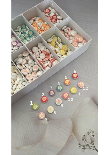 Bebek Düğmesi Papatya Model 24 Adet Karışık Renk